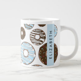 Blå donuts, bruna donuts, Sprinkles, ditt namn Jumbo Mugg