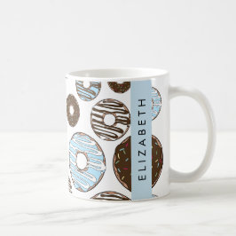 Blå donuts, bruna donuts, Sprinkles, ditt namn Kaffemugg