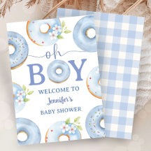 Blå Donuts Oh Pojke Baby Shower Inbjudan