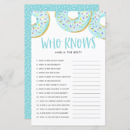 Blå donuts som känner Mamma Best Baby Shower Game