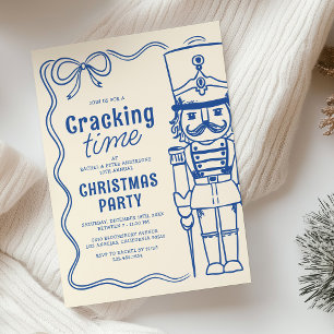 Blå Doodle Nötknäppare Julfestlig Festsammankomst Inbjudningar