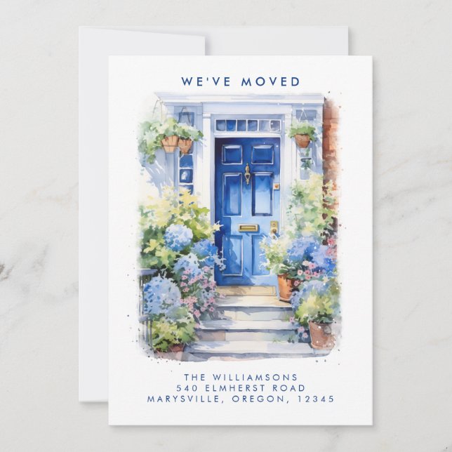 Blå dörr flyttmeddelande meddelande (Framsida)