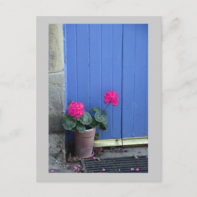 Blå dörr i vykort för kulor (Framsida)