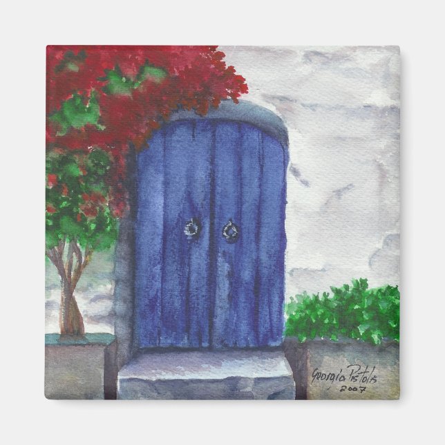 blå dörrmagnet magnet (Framsidan)