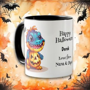 Blå dosinosaur-Jack till "Lantern Halloween Kids Mugg