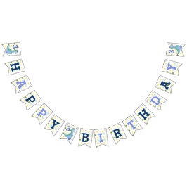 Blå dosinosaur - lägg till ålder Födelsedag Dino P Vimplar