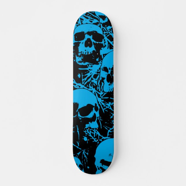 Blå Döskallar för Grunge Skateboard Bräda 19,5 Cm (Framsida)