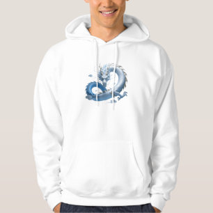 Blå Dragon Konst Mytisk Fantasy Estetik Ori Hoodie