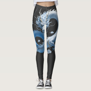 Blå Dragon Konst Mytisk Fantasy Estetik Ori Leggings