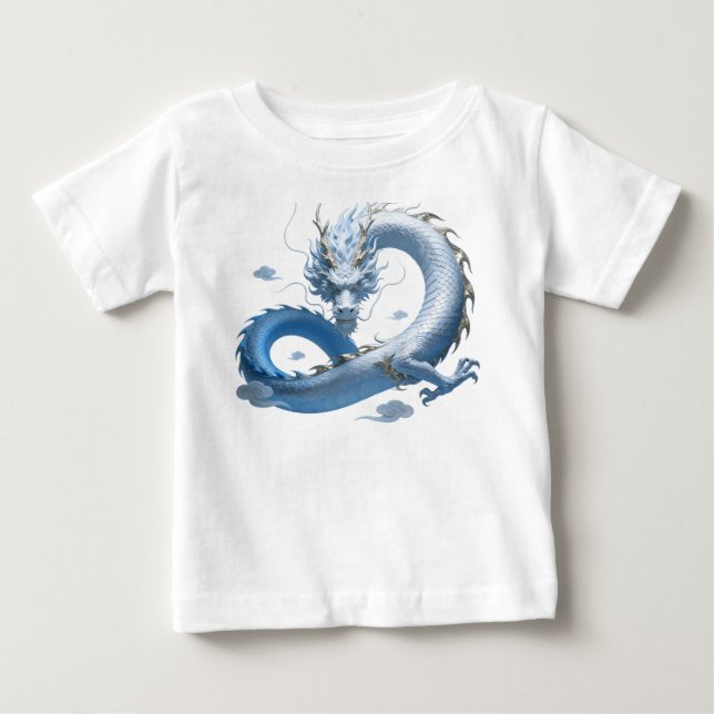 Blå Dragon Konst | Mytisk Fantasy Estetik | Ori T Shirt (Framsida)