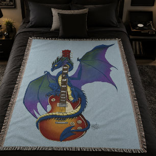 Blå Dragon Sunburst Gitarrmusik Filt