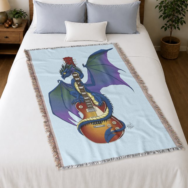 Blå Dragon Sunburst Gitarrmusik Filt (Skapare uppladdad)