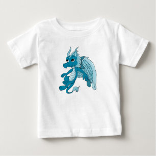 Blå Dragon Tecknad Film T Shirt
