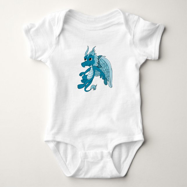 Blå Dragon Tecknad Film T Shirt (Framsida)