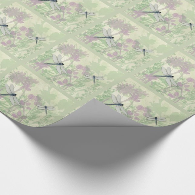 Blå Dragonflies Wrapping Papper Presentpapper (Hörn)