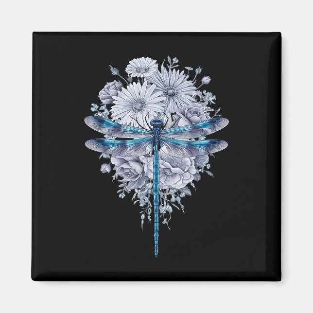 Blå dragonflugefärgart Insekter Älskare Magnet (Framsidan)