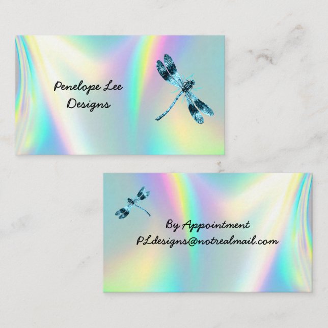 Blå dragonfluglimmad klass Opalescent Visitkort (Fram/baksida)