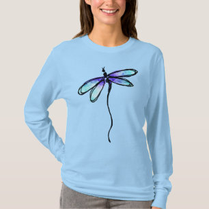 Blå Dragonfly Abstrakt Art till Bära T Shirt