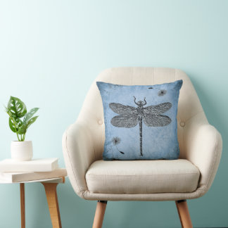 Blå dragonfly-design kudde