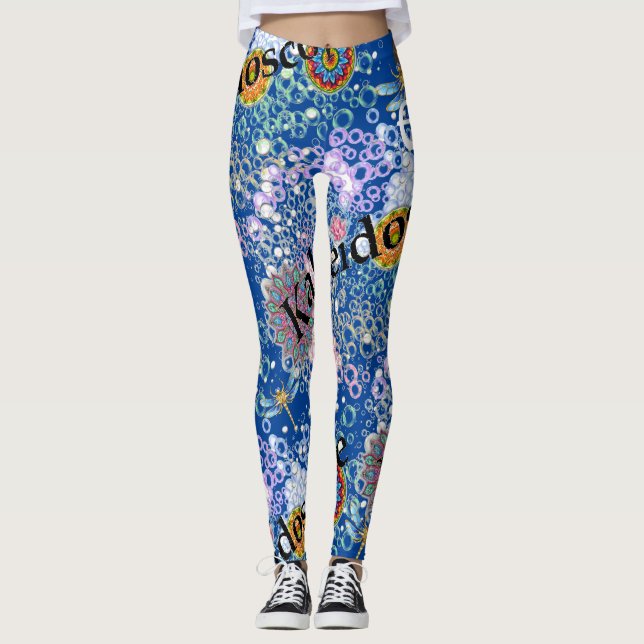 Blå Dragonfly Leggings (Framsida)