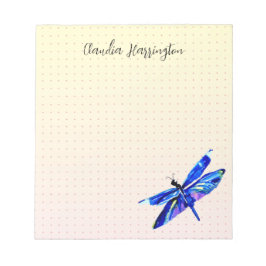 Blå Dragonfly Personlig Hand Drawn Pastel Dots Anteckningsblock