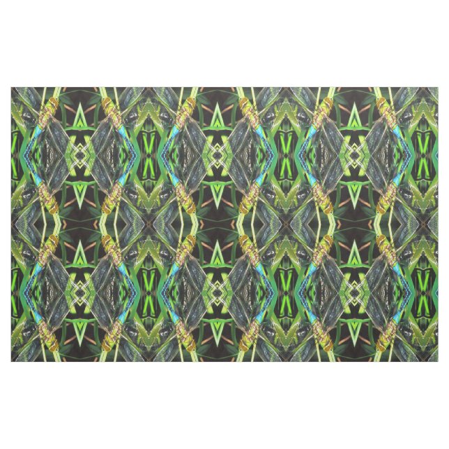 Blå Dragonfly Shimmering Vingar Painting Tyg (Fat Quarter)