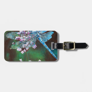 Blå Dragonfly som vilar på Vild vitlök Bagagebricka