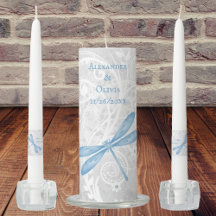Blå Dragonfly Unity Candle-uppsättning