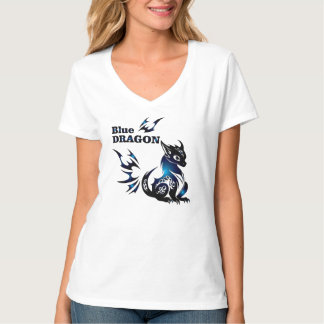 Blå Drak Kvinnor V-Röja T Shirt