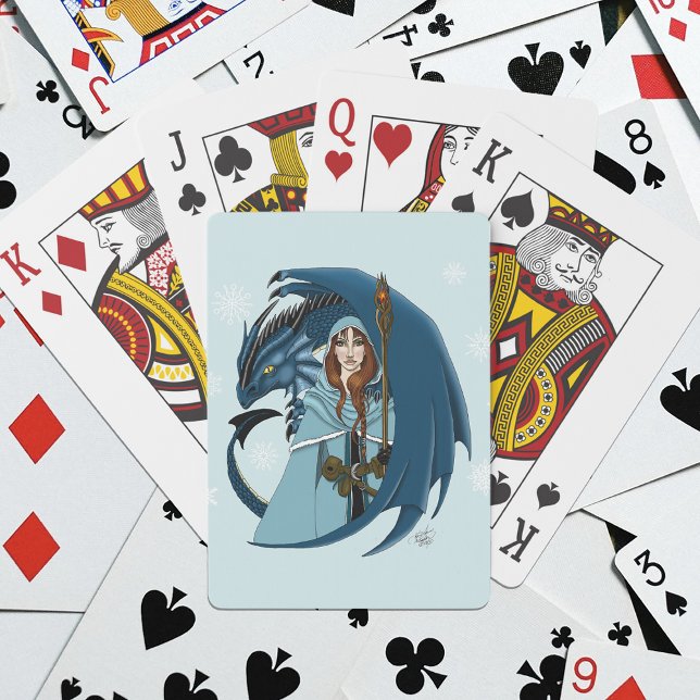 Blå Drak-Sorceress Snöflingor Casinokort (Skapare uppladdad)
