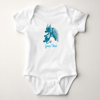Blå drak tecknad baby bodysuit t shirt