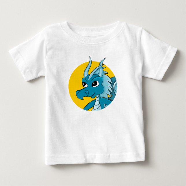 Blå drak tecknad baby T-Shirt (Framsida)