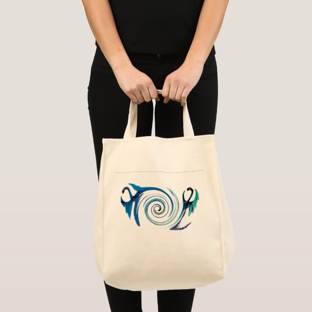Blå drakar Swirl Mythical Animal Tygkasse (Framsida (produkt))