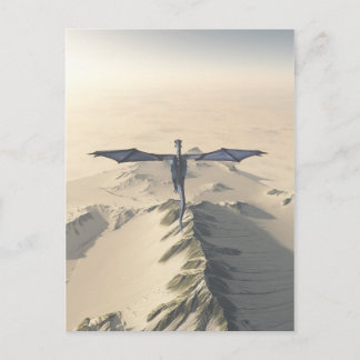 Blå drake som flyger över vinterbergen vykort
