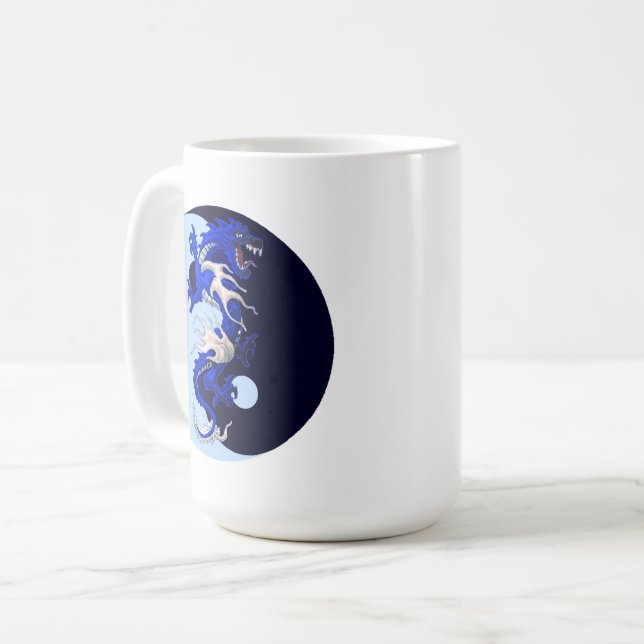 Blå draken Yin Yang Coffee Mugg (Framsida vänster)
