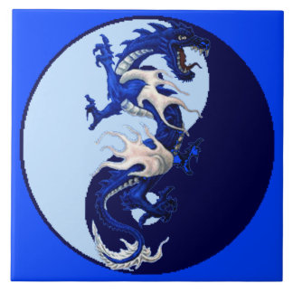 Blå draken Yin Yang Kakelplatta