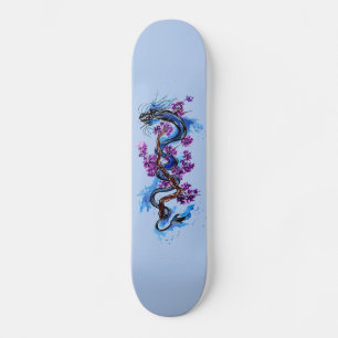 Blå drakens Lila Blommar Mini Skateboard Bräda 18,5 Cm