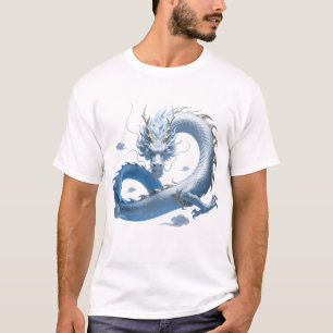 Blå Drakon Konst Mytisk Fantasy Estetik Ori T Shirt