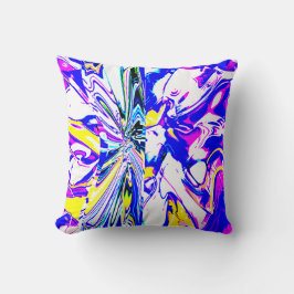 Blå Dream-Abstrakt blomma med Rosa och Gult Kudde