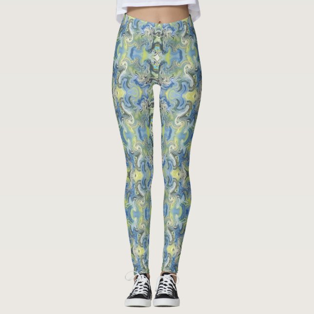 Blå Dreams Anpassningsbar Leggings (Framsida)