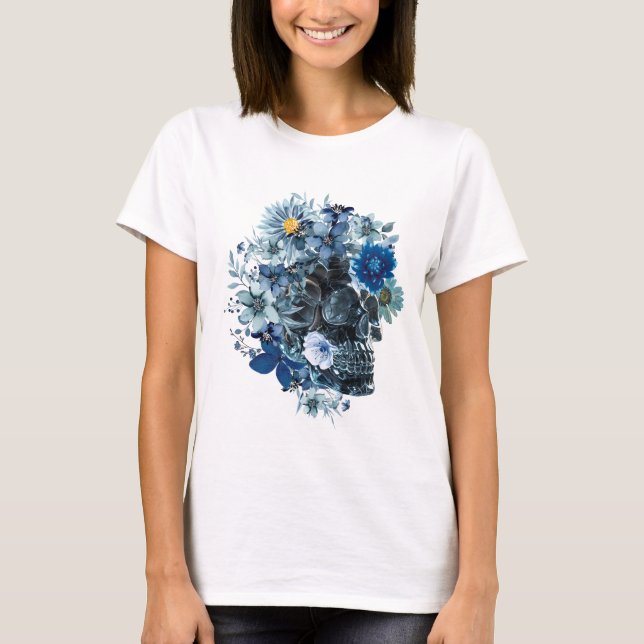 Blå Drömmande Dödskalle  DAM T-SHIRT (Framsida)