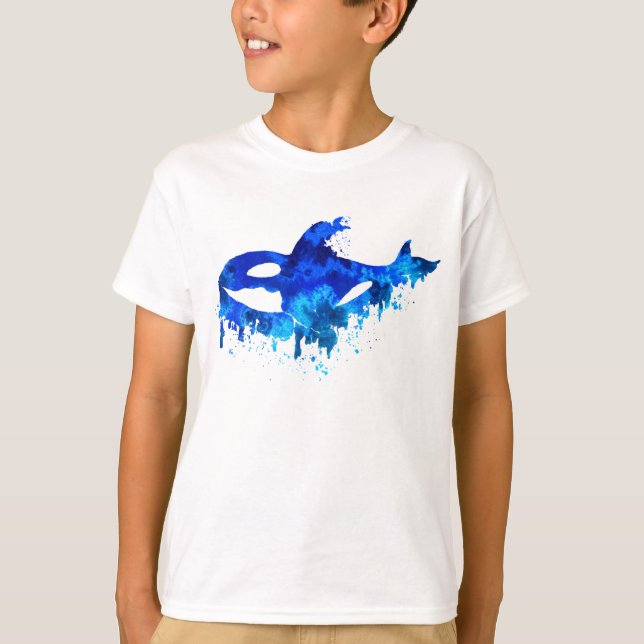 Blå droppande späckhuggare t shirt (Framsida)
