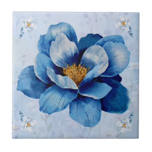 Blå Dubbla Magnolia Ceramic Tile Kakelplatta