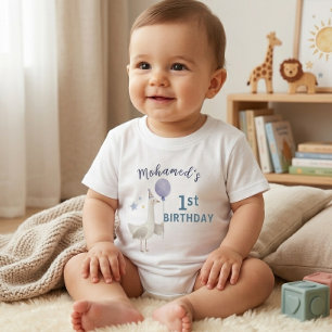 Blå Dumma Gås Första Födelsedag Barn Personlig T Shirt
