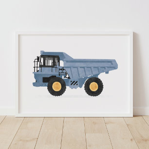 Blå dumper lastbil konstruktion fordon dekoration poster