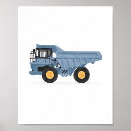 Blå dumper lastbil konstruktion fordon dekoration poster