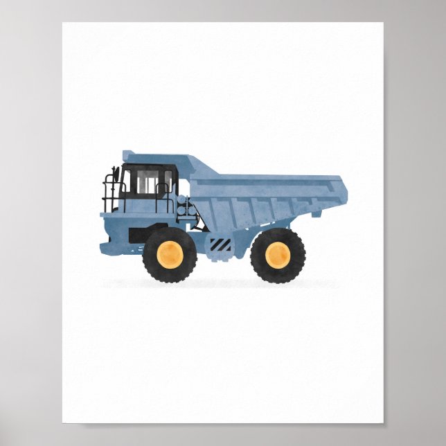 Blå dumper lastbil konstruktion fordon dekoration poster (Framsidan)