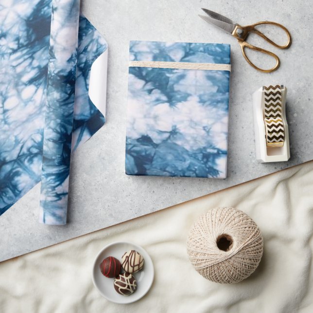Blå Dye Vatten Färg Wrapping Papper Presentpapper (Hantverk)