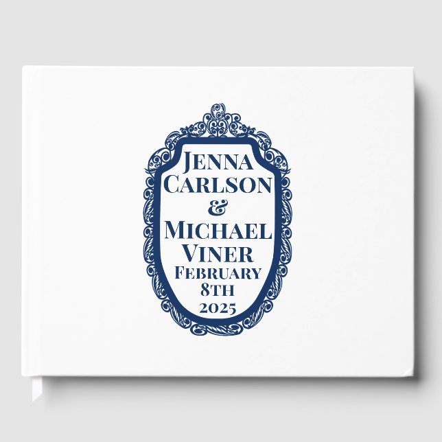 Blå Edwardiansk Bildram Gästböcker (Framsida)