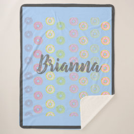 Blå eget namn Donut Sherpa Blanket